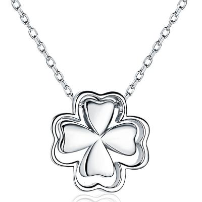 China Love Factory Wholesale Women's Silver Necklace S925 Pendant Four Leaf Clover Cross Chain Necklace for sale