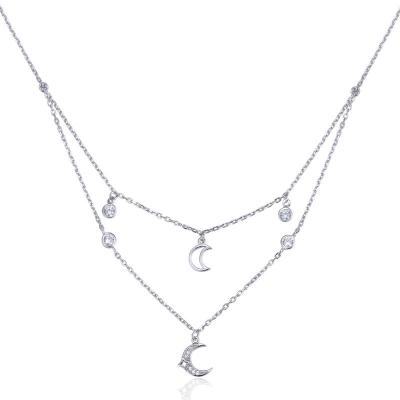 China Jewelry s925 female cool love silver clavicle necklace double small cool necklace for sale