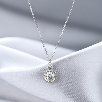 China Small sense of design ladies, simple style, Korean version of the S925 Moissan diamond necklace silver female for sale