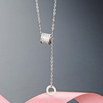 China Ladies Fashion Necklace S925 Simple Women's Rose Gold Small Waist Clavicle Chain Diamond-encrusted Zircon Necklace for sale