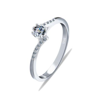 China Best Selling Female CLASSIC Four-Claw s925 Silver Diamond Ring Girlfriend Gift Proposal Ring for sale