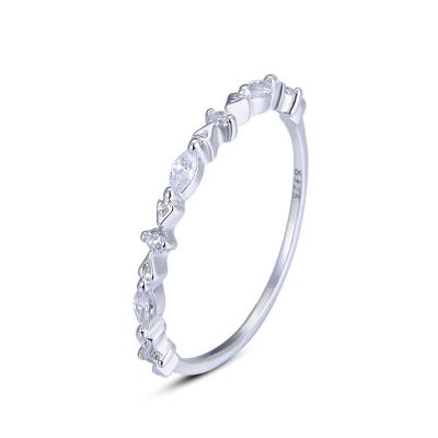 China CLASSIC hot sale women's s925 silver single row diamond ring simple zircon tail ring inlaid joint ring for sale