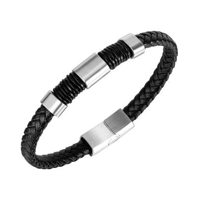 China Wholesale Custom Made Magnetic Buckle Leather Braided Bracelet Men Jewelry Gifts CLASSIC for sale