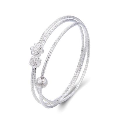 China 990's bracelet fashion hand style retro jewelry wholesale pure silver women striped bracelet for sale