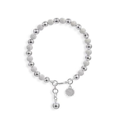 China CLASSIC Women's New Fashion Simple Frosted Shiny Round Pearl Silver Bracelet for sale