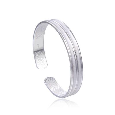 China CLASSIC pure silver fashion jewelry s999 open bracelet girls design simple silver bracelet for sale