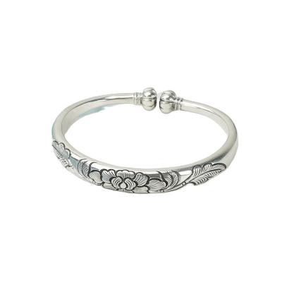 China CLASSIC Silver Pumpkin Peony Bracelet Female 999 Sterling Silver Snowflake Horseshoe Bracelet Customized for sale