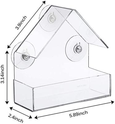 China Window Bird House Auto Feeder Small Acrylic Hanging Wild Bird Feeder For Outdoors With Seed Tray For Bird Watch And Feeding for sale