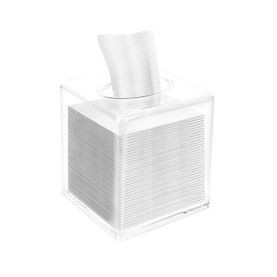 China Clear Acrylic Square Box Lid Holder Minimalist Dispenser Facial Tissue Towel Organizer for Bathroom, Kitchen and Office Room for sale