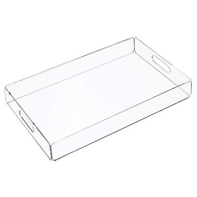 China Acrylic Clear Acrylic Serving Tray With Handles 16 Inch X12 Spill Proof Trays For Coffee Table Bathroom Kitchen Office for sale