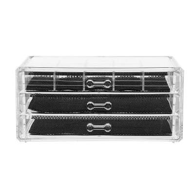 China Sustainable Stackable Acrylic Makeup Organizer Set 20*15*10 Cm Acrylic Box With Drawer for sale