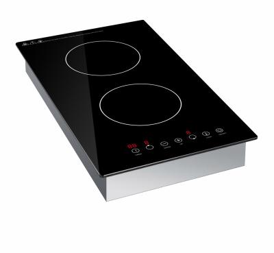 China Car ODM manufacturer induction doubles glass panel to cooker vertical 2 burner built-in cooktops with CE for sale