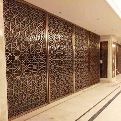 China Strong Hotel Restaurant Stainless Steel Metal Wall Partition Room Dividers Decorative Screens for sale