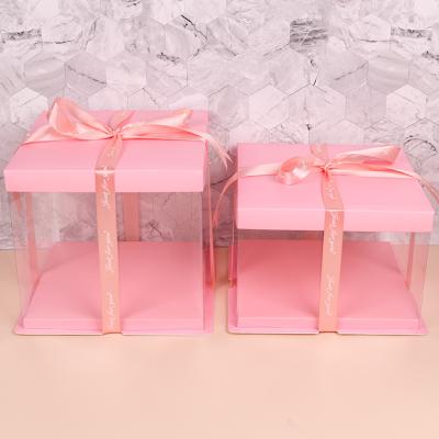 China Handmade Pink Color Cake Box Mix Cake Box And Board Set Cake Box Bakery for sale