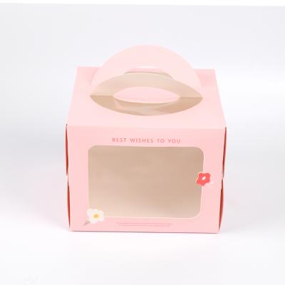 China 4in/6in/8in Cake Boxes Handmade Cake Box Paper Baking Cake Box With Handle Paper Cake Box for sale