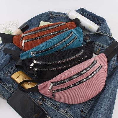 China 100% Corduroy Casual Fanny Wallet Pack Waist Bag Eco-Friendly Adjustable Strap Fashion Colors for Convenience for sale