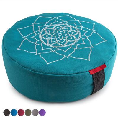 China Meditation For Yoga Cotton Round Zafu Meditation Colorful Organic Buckwheat Hulls Bolster Pillow Meditation Cushion for sale