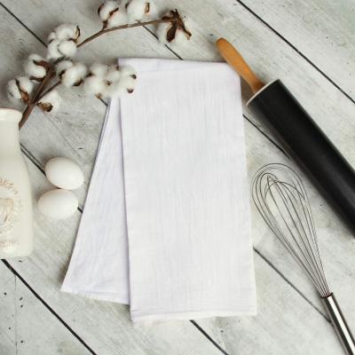 China Cozy 100% Organic Cotton Plain White Highly Absorbent Kitchen Flourbag Dish Tea Towels for sale