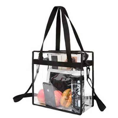 China 100% Eco-friendly Korean Custom Plastic Transparent Tote Bags Vinyl Bags Tank Clear PVC Cross - Body Stadium Tote Bag for sale