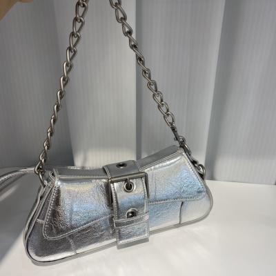 China Other Small Mini Ladies Chain Metallic Silver Fashion Luxury Leather Handbags Stylish Trendy for sale