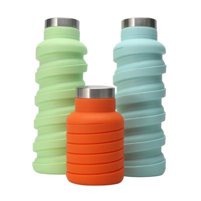 China Shaotian Amazon Viable Outdoor Sports Bottle Collapsible Silicone Collapsible Water Bottle With Logo Silicone Foldable Water Bottle Custom Made for sale