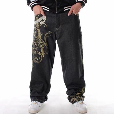 China 2021 Casual Breathable All Match Plus Size Pants High Street Hip Hop Embroidery Loose Mens Jeans for sale