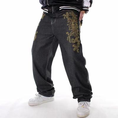 China 2021 Casual Breathable All Match Plus Size Pants High Street Hip Hop Embroidery Loose Mens Jeans for sale