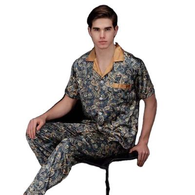 China Hotsale QUICK DRY Spring Autumn Men Sleepwear Silky Satin Pajamas Set Loungewear 2pcs Set For Men for sale