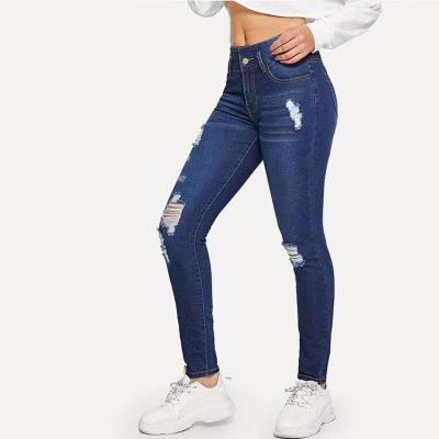 China Hot Selling Skinny Ripped Slim Fit Women's Stretch Fashion Jeans Fashion Jeans Female Ladies Denim Pants Breathable Pants for sale