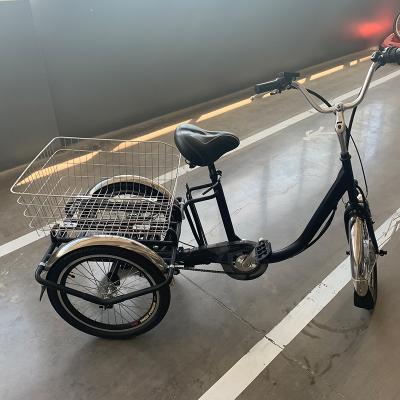 China Multifunctional Electric Tricycle 20 Inch Tire Fat Basket Rear Cargo Tricycle 3 Wheel 36V 250W Electric Electric Bike for sale