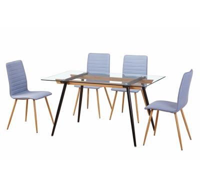 China Modern Modern Dining Room Furniture Dining Table Set Tempered Glass Restaurant Furniture Restaurant Chair Clear Metal for sale