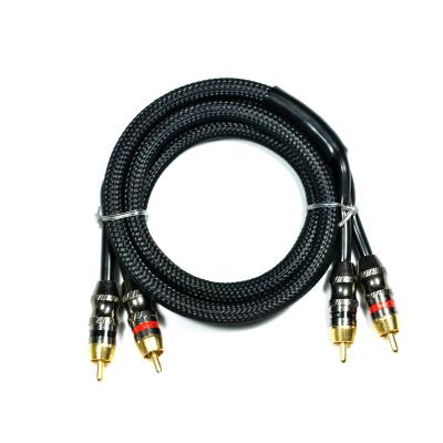 China High End Central 2 RCA To 2 RCA 24K Gold Plated Oxygen Free Male To Male Jack RCA Cable For Car Audio for sale