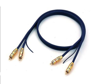 China High End Central 2 RCA To 2 RCA 24K Gold Plated Oxygen Free Shielded RCA Cable With Ground Wire for sale