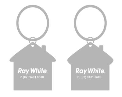 China Metal House Shape Metal Key Chain With Laser Engrave Logo On Both Side for sale