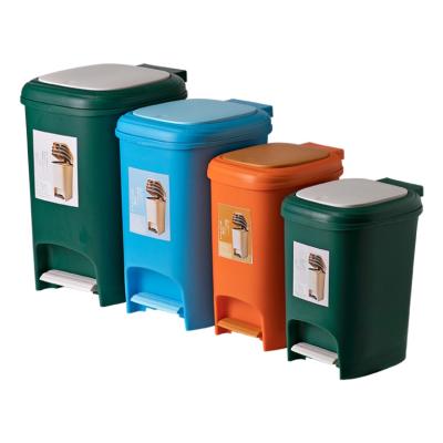 China Sustainable Trash Can Family Toilet Lounge With One Lid Pedal Plus Push Type Plastic Trash Can for sale