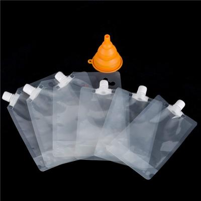 China Recyclable Stand Up Spout Pouch Plastic Transparent Reusable Bags For Beverage for sale