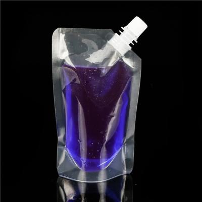 China 100ml Recyclable Transparent Clear Plastic Retail Stand Up Liquid Juice Plastic Bag Stand Up Spout Pouch for sale