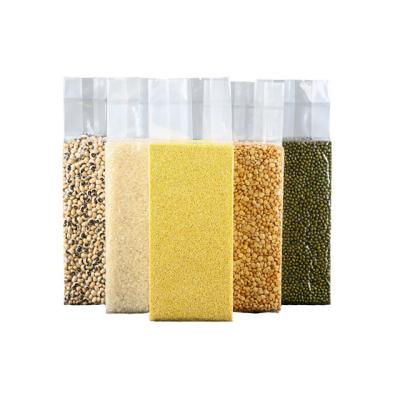 China Recyclable Clear Transparent Rice Brick Bag Vacuum Rice Beans Packing Middle Sealing Bag for sale