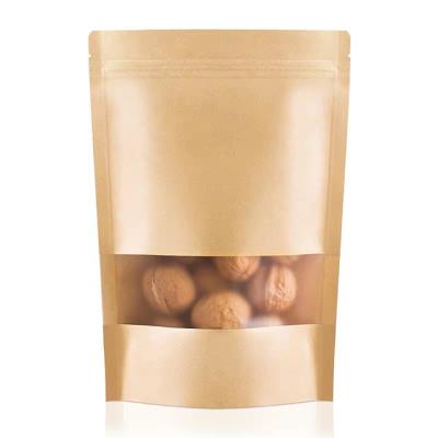 China Custom Ziplock Bag Moisture Proof Stand Up Kraft Paper Pouch Bag For Nuts Dried Fruit for sale