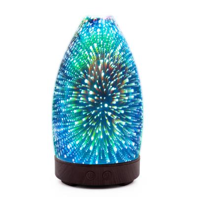 China Hotel Ultrasonic Essential Oil Diffuser 3D Glass 7 Colors Aromatherapy for sale