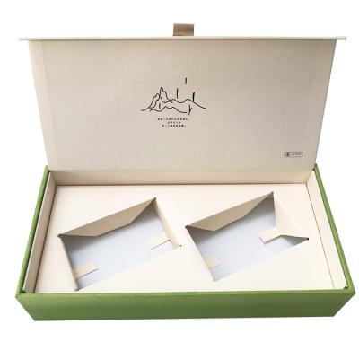 China TOSUN green tea paper tea box book shape unfermented custom gift box unfermented green tea packaging rigid boxes for sale