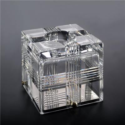 China Hot Sale Wholesale Custom Outlet Hotel Container Clear Crystal Glass Tissue Box for sale