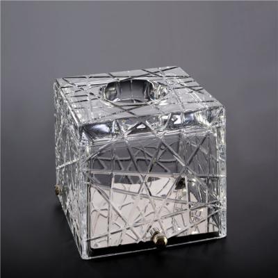 China Outlet wholesale glass container transparent crystal tissue box for home decoration for sale