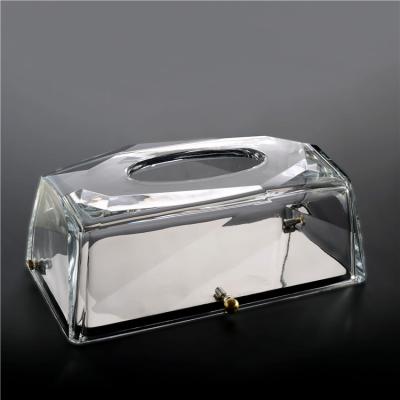 China High grade hot sale custom made crystal transparent tissue box for hotel decoration for sale