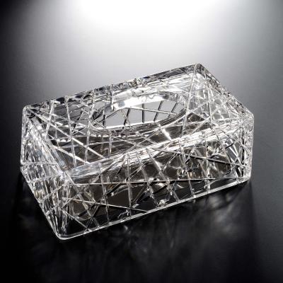 China Wholesale Custom Rectangle Outlet Container Tissue Box Transparent Crystal Tissue Box For Home Decor for sale