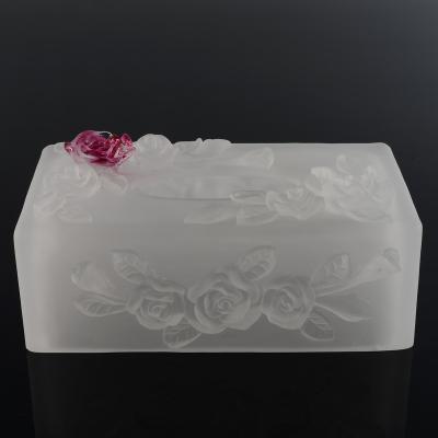 China luxury modern white square crystal keepsake gift liuli tissue box for hotel home decoration for sale