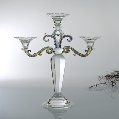 China Best Selling Handmade Modern Wedding Crystal Craft Candle Holder For Home Decoration European Style Crystal Candelabra for sale