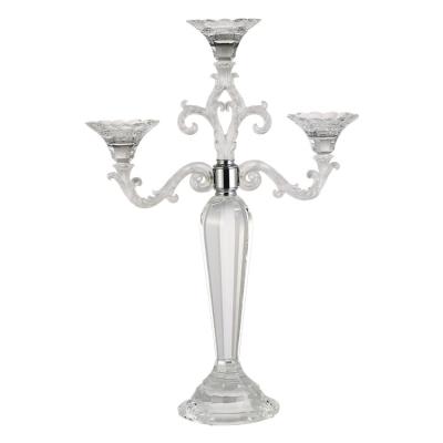 China Wedding Events Craft Decorations Custom 3 Arm Crystal Candelabra Crystal Candle Holder for Wedding Decor Centerpiece Stand for sale