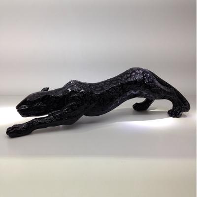 China China Liuli handmade crystal craft realistic black leopard for art home supply items. for sale