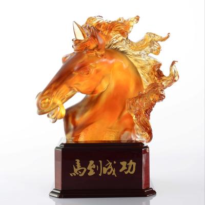 China China New Chinese Fengshui liuli art crystal horse sculpture for home decoration and business gift for sale